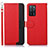 Leather Case Stands Flip Cover Holder A09D for Oppo A55 5G Red