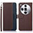 Leather Case Stands Flip Cover Holder A09D for Oppo Find X7 Ultra 5G Brown