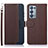 Leather Case Stands Flip Cover Holder A09D for Oppo Reno6 Pro+ Plus 5G Brown