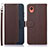 Leather Case Stands Flip Cover Holder A09D for Samsung Galaxy A22 5G SC-56B Brown