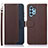 Leather Case Stands Flip Cover Holder A09D for Samsung Galaxy A32 5G Brown