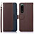 Leather Case Stands Flip Cover Holder A09D for Sony Xperia 5 III Brown