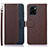 Leather Case Stands Flip Cover Holder A09D for Vivo Y01A Brown