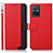 Leather Case Stands Flip Cover Holder A09D for Vivo Y55 5G Red