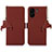 Leather Case Stands Flip Cover Holder A11D for Xiaomi Poco C65 Brown