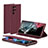 Leather Case Stands Flip Cover Holder AC1 for Samsung Galaxy S22 Ultra 5G Red