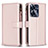 Leather Case Stands Flip Cover Holder B01F for Realme Narzo N55 Rose Gold