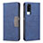 Leather Case Stands Flip Cover Holder B01F for Vivo Y51 (2021) Blue