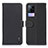 Leather Case Stands Flip Cover Holder B01H for Vivo V21e 4G Black