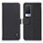 Leather Case Stands Flip Cover Holder B01H for Vivo V21e 5G Black