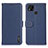 Leather Case Stands Flip Cover Holder B01H for Xiaomi POCO C3 Blue