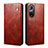 Leather Case Stands Flip Cover Holder B01S for Huawei Honor 50 Pro 5G Brown