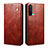 Leather Case Stands Flip Cover Holder B01S for OnePlus Nord CE 5G Brown