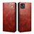 Leather Case Stands Flip Cover Holder B01S for Realme Narzo 50i Brown