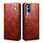 Leather Case Stands Flip Cover Holder B01S for Vivo T1x 5G Brown