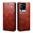 Leather Case Stands Flip Cover Holder B01S for Vivo V25 Pro 5G Brown