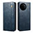 Leather Case Stands Flip Cover Holder B01S for Vivo X90 5G Blue