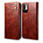 Leather Case Stands Flip Cover Holder B01S for Xiaomi Redmi Note 10 5G Brown