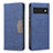 Leather Case Stands Flip Cover Holder B02F for Google Pixel 6 Pro 5G Blue