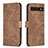 Leather Case Stands Flip Cover Holder B02F for Google Pixel 7 Pro 5G Brown