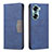 Leather Case Stands Flip Cover Holder B02F for Huawei Honor 60 Pro 5G Blue