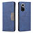 Leather Case Stands Flip Cover Holder B02F for Huawei Nova 9 Blue