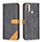 Leather Case Stands Flip Cover Holder B02F for Motorola Moto E20 Black