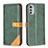 Leather Case Stands Flip Cover Holder B02F for Motorola Moto E32 Green