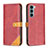 Leather Case Stands Flip Cover Holder B02F for Motorola Moto G200 5G Red