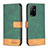 Leather Case Stands Flip Cover Holder B02F for Oppo A95 5G Green