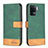 Leather Case Stands Flip Cover Holder B02F for Oppo Reno5 F Green