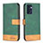 Leather Case Stands Flip Cover Holder B02F for Oppo Reno7 5G Green
