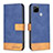 Leather Case Stands Flip Cover Holder B02F for Realme C12 Blue