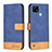 Leather Case Stands Flip Cover Holder B02F for Realme C21 Blue