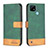 Leather Case Stands Flip Cover Holder B02F for Realme C21 Green