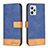 Leather Case Stands Flip Cover Holder B02F for Realme Narzo 50A Prime Blue