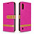 Leather Case Stands Flip Cover Holder B02F for Samsung Galaxy A01 SM-A015 Hot Pink