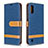 Leather Case Stands Flip Cover Holder B02F for Samsung Galaxy A01 SM-A015 Navy Blue