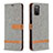 Leather Case Stands Flip Cover Holder B02F for Samsung Galaxy A02s Gray