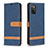 Leather Case Stands Flip Cover Holder B02F for Samsung Galaxy A03s Navy Blue