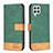 Leather Case Stands Flip Cover Holder B02F for Samsung Galaxy A22 4G Green