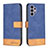 Leather Case Stands Flip Cover Holder B02F for Samsung Galaxy A32 5G Blue