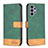 Leather Case Stands Flip Cover Holder B02F for Samsung Galaxy A32 5G Green