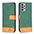 Leather Case Stands Flip Cover Holder B02F for Samsung Galaxy A72 4G Green