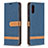 Leather Case Stands Flip Cover Holder B02F for Samsung Galaxy M02 Navy Blue