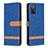 Leather Case Stands Flip Cover Holder B02F for Samsung Galaxy M02s Blue