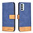 Leather Case Stands Flip Cover Holder B02F for Samsung Galaxy M23 5G Blue