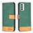 Leather Case Stands Flip Cover Holder B02F for Samsung Galaxy M23 5G Green