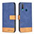 Leather Case Stands Flip Cover Holder B02F for Vivo Y12 Blue