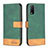 Leather Case Stands Flip Cover Holder B02F for Vivo Y12A Green